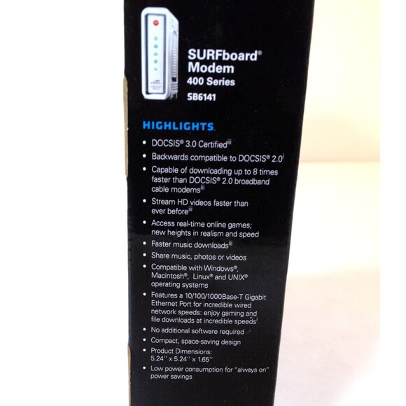 ARRIS SURFboard SB6141 Motorola Surf Board Modem 400 Series with Power Cable - Picture 11 of 11